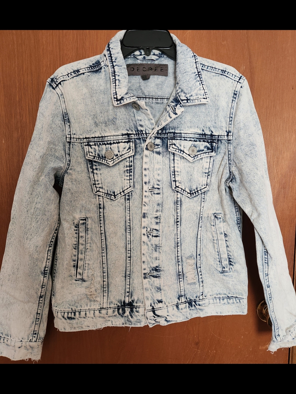 Decree Light Acid Wash Denim Jacket in Pale Blue